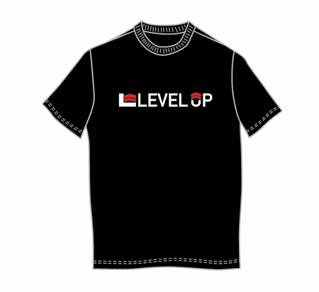 WHITE LVLUP STACKED TEE